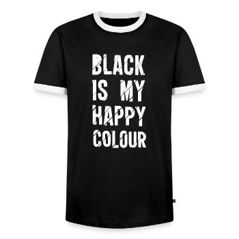 BLACK IS MY HAPPY COLOUR - Männer Kontrast-T-Shirt - Schwarz/Weiß - Vorne - AI Model Female 172 light (172cm) & AI Model Male 178 light (178cm)