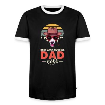 Meilleur Jack Russel Papa Ever Terrier Dog Lover Paw - T-shirt contrasté Homme - noir/blanc - Devant - AI Model Female 172 light (172cm) & AI Model Male 178 light (178cm)