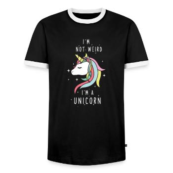 I'm not weird I'm a unicorn - Men's Ringer Shirt - black/white - Front - AI Model Female 172 light (172cm) & AI Model Male 178 light (178cm)