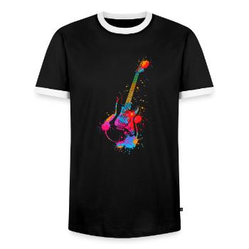 Gitarre Splash Bunt E-Gitarrist Musik Band - Männer Kontrast-T-Shirt - Schwarz/Weiß - Vorne - AI Model Female 172 light (172cm) & AI Model Male 178 light (178cm)