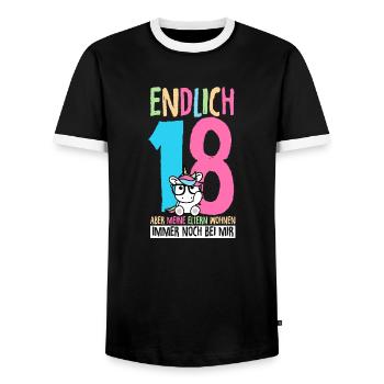 Endlich 18 Geburtstag Party Feiern Geschenk Geburt - Männer Kontrast-T-Shirt - Schwarz/Weiß - Vorne - AI Model Female 172 light (172cm) & AI Model Male 178 light (178cm)