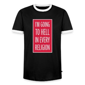 im going to hell - Männer Kontrast-T-Shirt - Schwarz/Weiß - Vorne - AI Model Female 172 light (172cm) & AI Model Male 178 light (178cm)