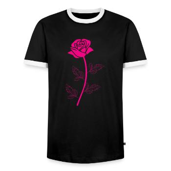 Florist Flower Plant Nature Gardener - Men's Ringer Shirt - black/white - Front - AI Model Female 172 light (172cm) & AI Model Male 178 light (178cm)