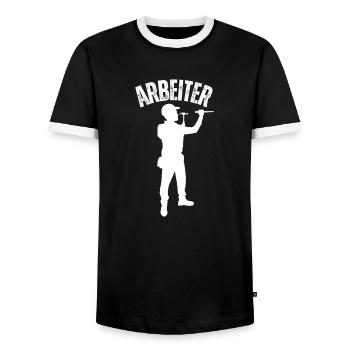 Arbeiter - Männer Kontrast-T-Shirt - Schwarz/Weiß - Vorne - AI Model Female 172 light (172cm) & AI Model Male 178 light (178cm)