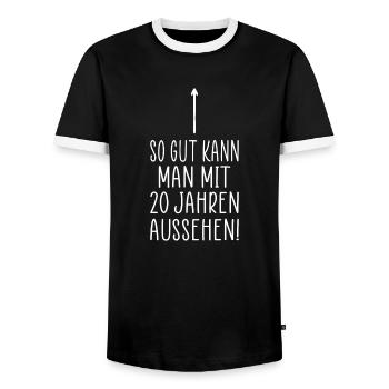 20. Geburtstag Spruch - Männer Kontrast-T-Shirt - Schwarz/Weiß - Vorne - AI Model Female 172 light (172cm) & AI Model Male 178 light (178cm)