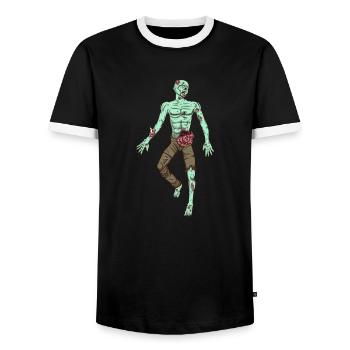 Zombie allongé sur le sol - T-shirt contrasté Homme - noir/blanc - Devant - AI Model Female 172 light (172cm) & AI Model Male 178 light (178cm)