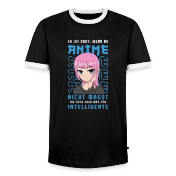 Japan Anime Serien Manga Anime - Männer Kontrast-T-Shirt - Schwarz/Weiß - Vorne - AI Model Female 172 light (172cm) & AI Model Male 178 light (178cm)