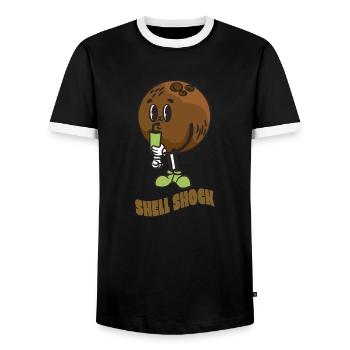 Coconut Lover Juice Beach Tropical Summer - Men's Ringer Shirt - black/white - Front - AI Model Female 172 light (172cm) & AI Model Male 178 light (178cm)