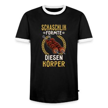 Shish kebab shaped this body meat crickets - Men's Ringer Shirt - black/white - Front - AI Model Female 172 light (172cm) & AI Model Male 178 light (178cm)