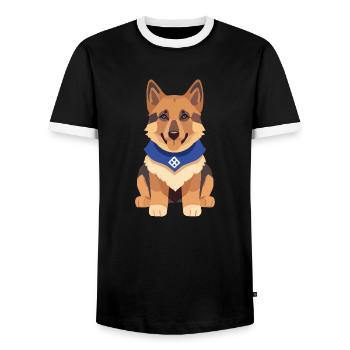 Schäferhund Welpe süß - Männer Kontrast-T-Shirt - Schwarz/Weiß - Vorne - AI Model Female 172 light (172cm) & AI Model Male 178 light (178cm)