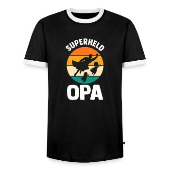Grandpa Grandpa - Men's Ringer Shirt - black/white - Front - AI Model Female 172 light (172cm) & AI Model Male 178 light (178cm)