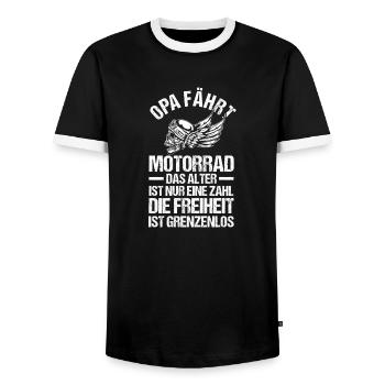 Grandpa Motorcycle Grandfather Motorcyclist - Men's Ringer Shirt - black/white - Front - AI Model Female 172 light (172cm) & AI Model Male 178 light (178cm)