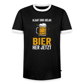 Costume de carnaval Boire de la bière Carnaval Carnaval - T-shirt contrasté Homme - noir/blanc - Devant - AI Model Female 172 light (172cm) & AI Model Male 178 light (178cm)