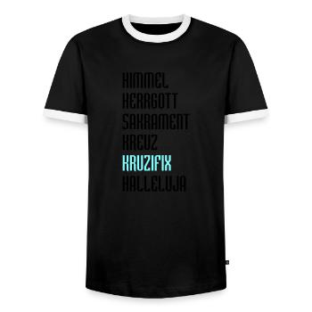 Bayrisch Fluchen - Männer Kontrast-T-Shirt - Schwarz/Weiß - Vorne - AI Model Female 172 light (172cm) & AI Model Male 178 light (178cm)