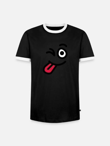 wink_face - Männer Kontrast-T-Shirt - Schwarz/Weiß