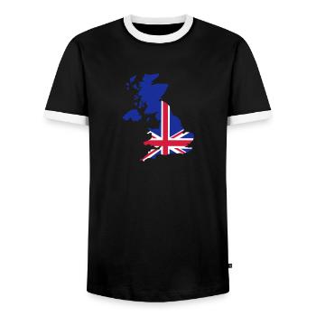 Great Britain - Men's Ringer Shirt - black/white - Front - AI Model Female 172 light (172cm) & AI Model Male 178 light (178cm)