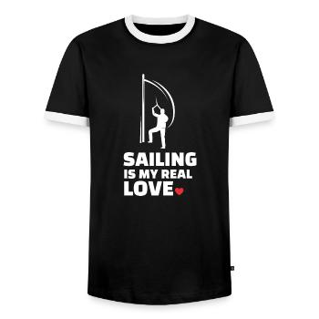 Ich Liebe Segeln - Männer Kontrast-T-Shirt - Schwarz/Weiß - Vorne - AI Model Female 172 light (172cm) & AI Model Male 178 light (178cm)
