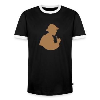 Forme d'enquêteur Sherlock Holmes vintage - T-shirt contrasté Homme - noir/blanc - Devant - AI Model Female 172 light (172cm) & AI Model Male 178 light (178cm)