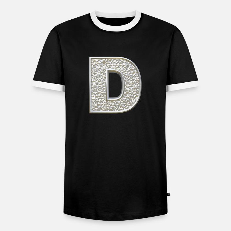 D, lettre, lettre D, initiale, initiale D, monogramme, - T-shirt contrasté Homme - noir/blanc
