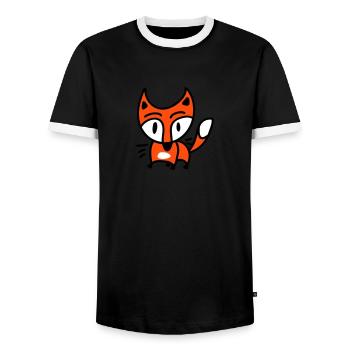 Kleiner Fuchs 3 - Männer Kontrast-T-Shirt - Schwarz/Weiß - Vorne - AI Model Female 172 light (172cm) & AI Model Male 178 light (178cm)