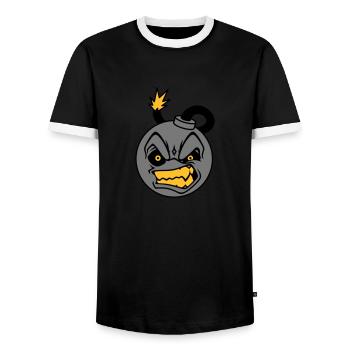 Angry Bomb - Men's Ringer Shirt - black/white - Front - AI Model Female 172 light (172cm) & AI Model Male 178 light (178cm)