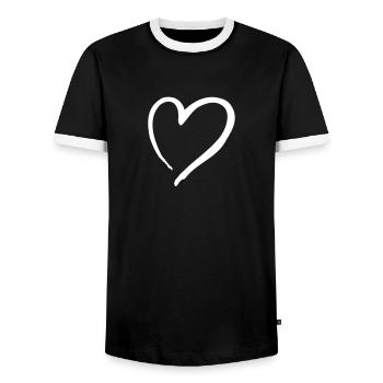 Herz - Männer Kontrast-T-Shirt - Schwarz/Weiß - Vorne - AI Model Female 172 light (172cm) & AI Model Male 178 light (178cm)