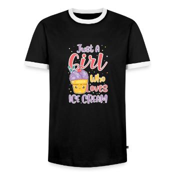 Girl Who Loves Ice Cream - Männer Kontrast-T-Shirt - Schwarz/Weiß - Vorne - AI Model Female 172 light (172cm) & AI Model Male 178 light (178cm)