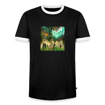 green art museum of art and digital entertainment - Männer Kontrast-T-Shirt - Schwarz/Weiß - Vorne - AI Model Female 172 light (172cm) & AI Model Male 178 light (178cm)