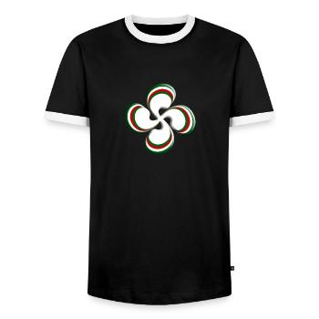 Croix Basque Lauburu - T-shirt contrasté Homme - noir/blanc - Devant - AI Model Female 172 light (172cm) & AI Model Male 178 light (178cm)