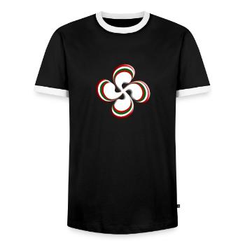 Croix Basque Lauburu 2 - T-shirt contrasté Homme - noir/blanc - Devant - AI Model Female 172 light (172cm) & AI Model Male 178 light (178cm)