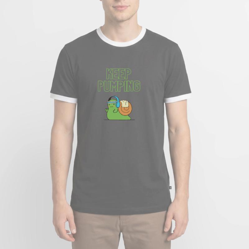 « Continuez à pomper » - Conception de vis T-shirt contrasté Homme