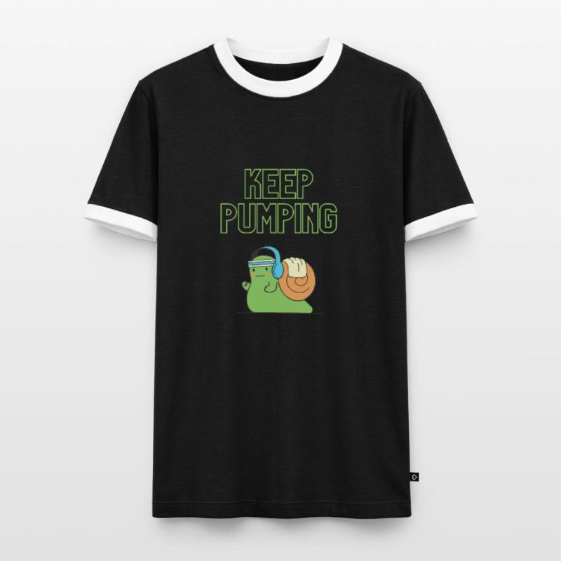 « Continuez à pomper » - Conception de vis T-shirt contrasté Homme