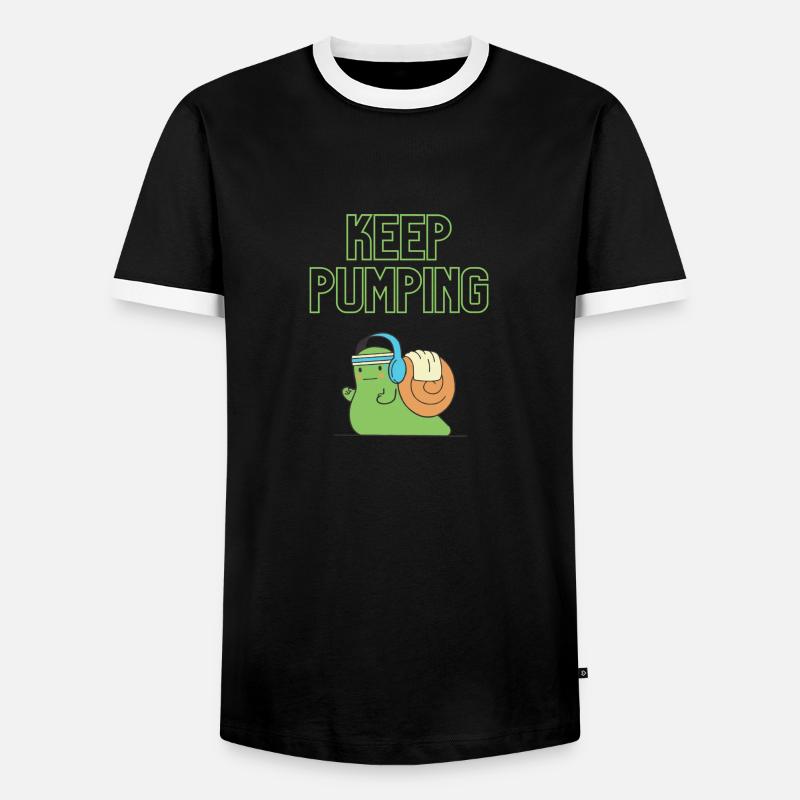 "Keep Pumping" - Schnecken-Design - Männer Kontrast-T-Shirt - Schwarz/Weiß
