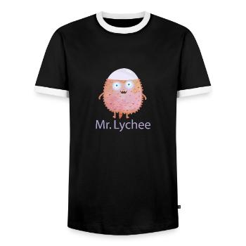 Mr. Lychee - Men's Ringer Shirt - black/white - Front - AI Model Female 172 light (172cm) & AI Model Male 178 light (178cm)