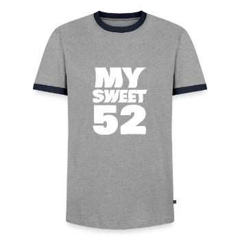 Sweet 52 - Männer Kontrast-T-Shirt - Grau/Navy  - Vorne - AI Model Female 172 light (172cm) & AI Model Male 178 light (178cm)