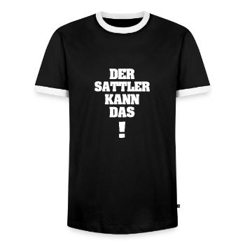 Cadeau pour sellier - T-shirt contrasté Homme - noir/blanc - Devant - AI Model Female 172 light (172cm) & AI Model Male 178 light (178cm)