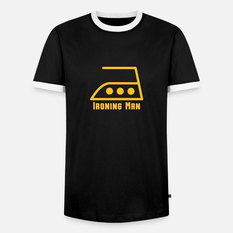 ironing man - Men's Ringer Shirt - black/white