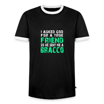 Bracco Italiano - True Friend - Men's Ringer Shirt - black/white - Front - AI Model Female 172 light (172cm) & AI Model Male 178 light (178cm)