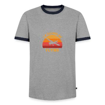 Flying Aviation design C172 Airplane lover - Men's Ringer Shirt - grey/navy  - Front - AI Model Female 172 light (172cm) & AI Model Male 178 light (178cm)