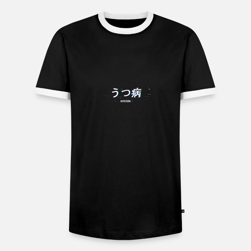 Glitch Depression DEPRESSION - Men's Ringer Shirt - black/white