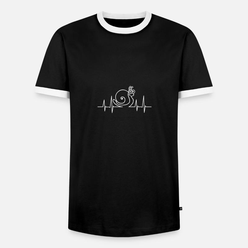 heartbeat snail withe - Männer Kontrast-T-Shirt - Schwarz/Weiß
