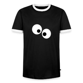 Funny eyes - Men's Ringer Shirt - black/white - Front - AI Model Female 172 light (172cm) & AI Model Male 178 light (178cm)