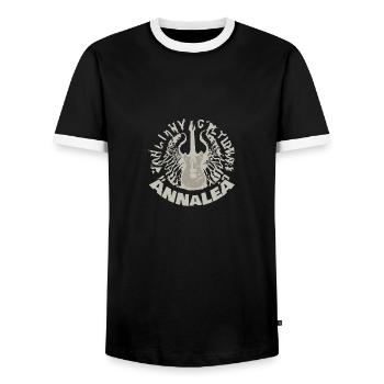 Gift for Annalea - Men's Ringer Shirt - black/white - Front - AI Model Female 172 light (172cm) & AI Model Male 178 light (178cm)