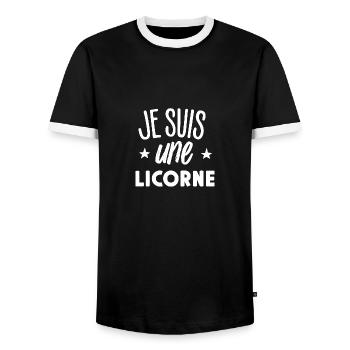 Je suis une licorne - T-shirt contrasté Homme - noir/blanc - Devant - AI Model Female 172 light (172cm) & AI Model Male 178 light (178cm)
