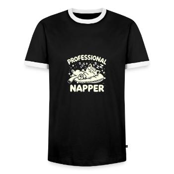 Professioneller Napper - Männer Kontrast-T-Shirt - Schwarz/Weiß - Vorne - AI Model Female 172 light (172cm) & AI Model Male 178 light (178cm)