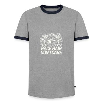 Ethnie Hair Don't Care - Männer Kontrast-T-Shirt - Grau/Navy  - Vorne - AI Model Female 172 light (172cm) & AI Model Male 178 light (178cm)