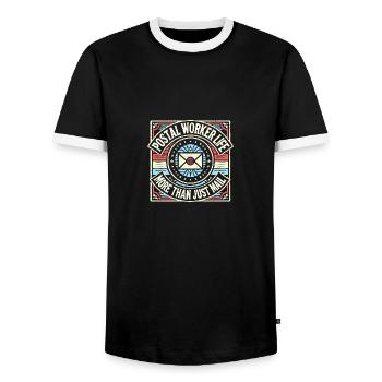 Das Leben eines Postangestellten ist mehr als nur - Männer Kontrast-T-Shirt - Schwarz/Weiß - Vorne - AI Model Female 172 light (172cm) & AI Model Male 178 light (178cm)