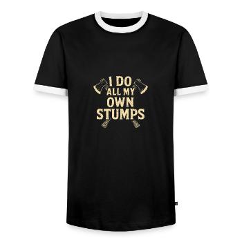 Ich mache alle meine eigenen Stümpfe - Männer Kontrast-T-Shirt - Schwarz/Weiß - Vorne - AI Model Female 172 light (172cm) & AI Model Male 178 light (178cm)