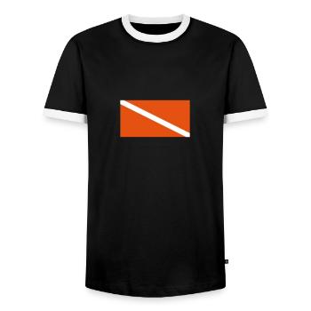 Drapeau de plongée AI - T-shirt contrasté Homme - noir/blanc - Devant - AI Model Female 172 light (172cm) & AI Model Male 178 light (178cm)