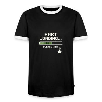 Fart Loading Bitte warten - Männer Kontrast-T-Shirt - Schwarz/Weiß - Vorne - AI Model Female 172 light (172cm) & AI Model Male 178 light (178cm)